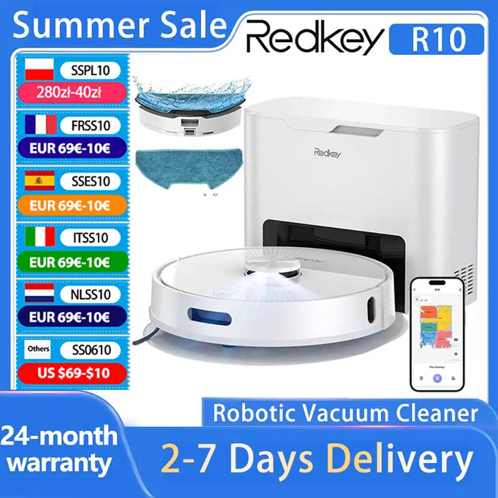 Aspirador Robot Redkey com Estação e Saco de 4L