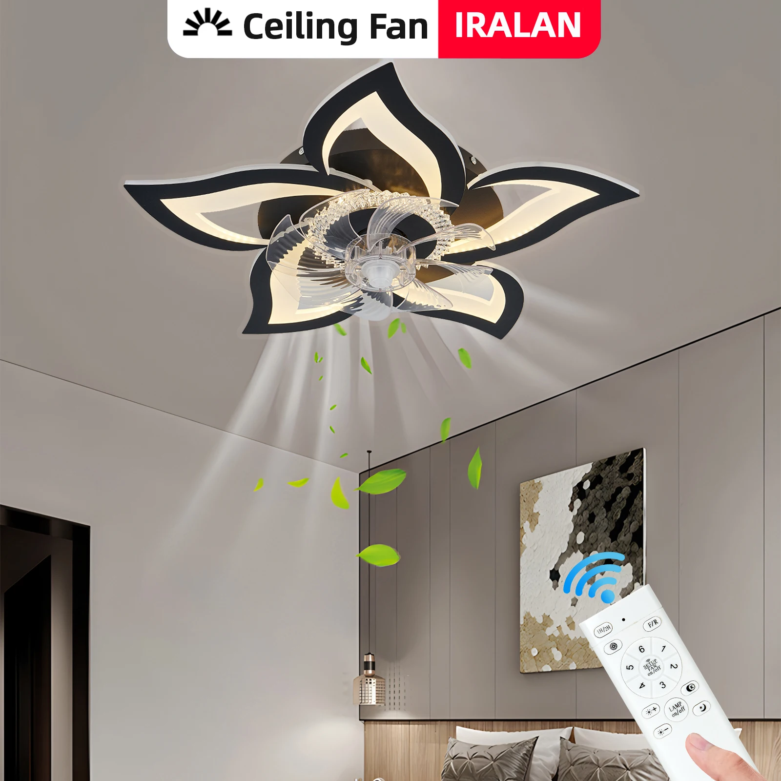 Ventilador de Teto com Luz LED e Modo Reversível com Comando
