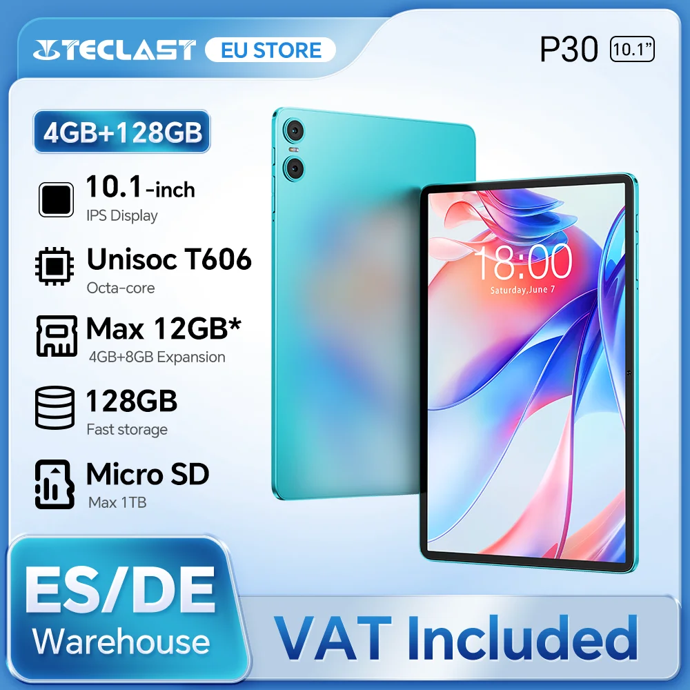 Tablet Teclast P30 Android 14 de 10,1″ com 4 GB RAM /128 GB ROM