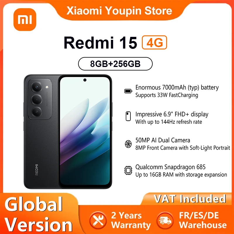 Smartphone Xiaomi Redmi 15, 8/256Gb – Cupão de desconto – 15€ : FFSV15