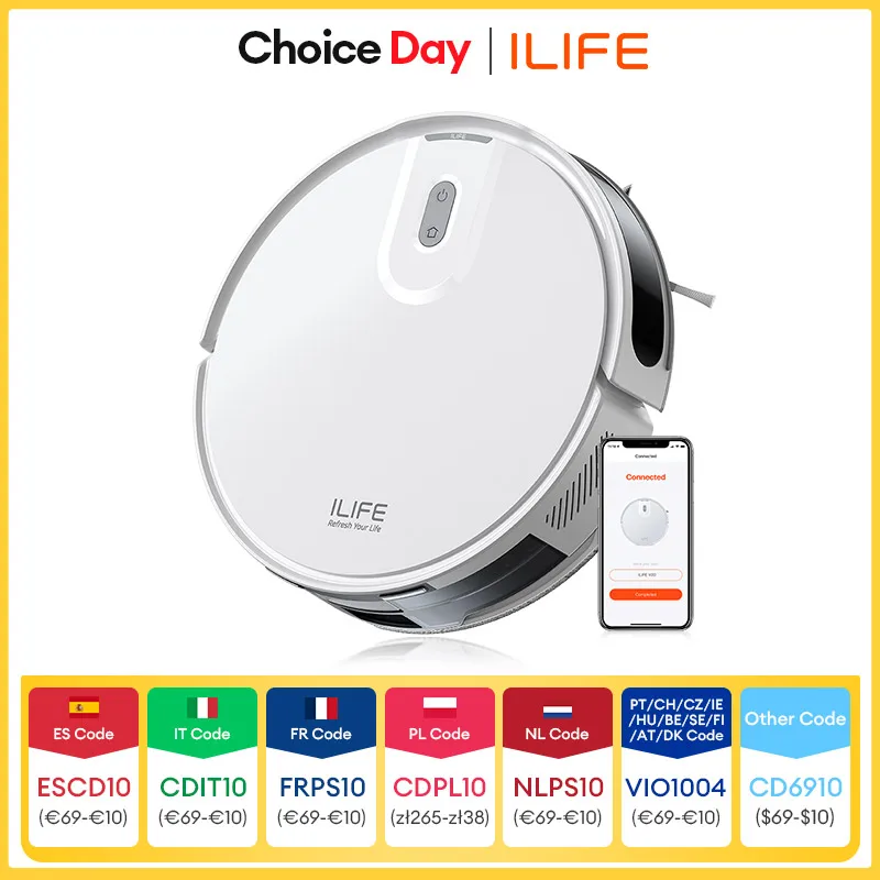 ILIFE V20 Robot Vacuum Cleaner, 5000Pa suction, SOF LiDAR Smart Navigation, APP Control, Customizable cleaning, Self charging