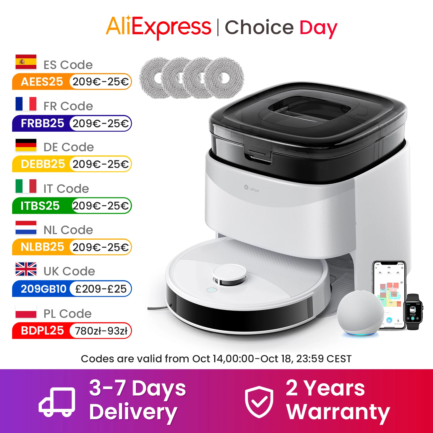 LEFANT M3 M3L Robot Vacuum Cleaner with Mapping, 12000Pa Suction, Emptying Station, Automatic Washing and Drying, DTOF Laser