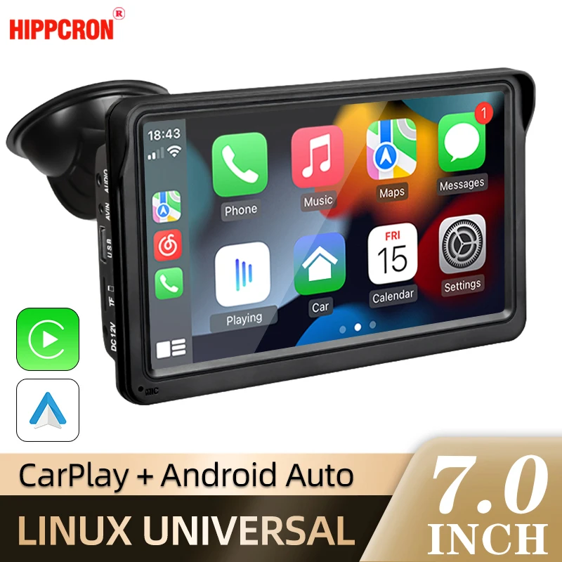 CarPlay Portátil Hippcron 7”, Atualiza Qualquer Carro – Cupão de desconto:  BF26VIO