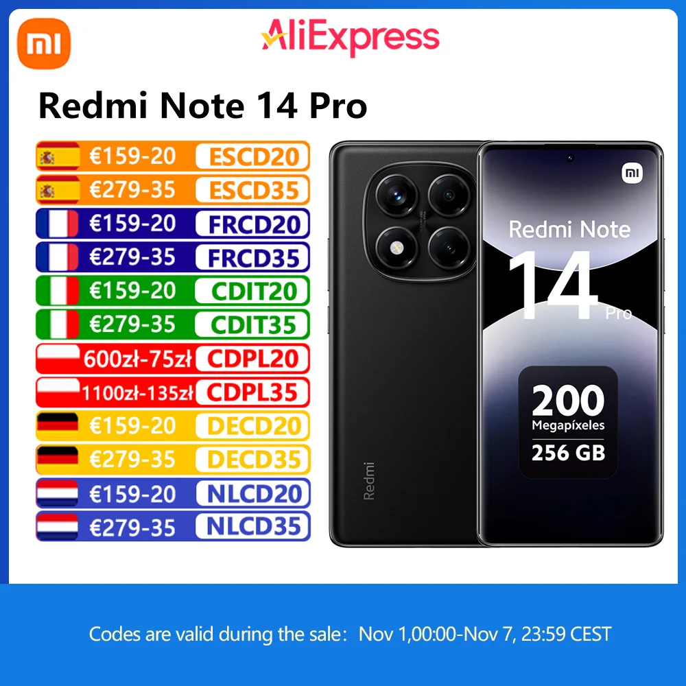 Smartphone Xiaomi Redmi Note 14 Pro NFC 8 + 256 Gb Ram –  Cupão de desconto:  VIO20
