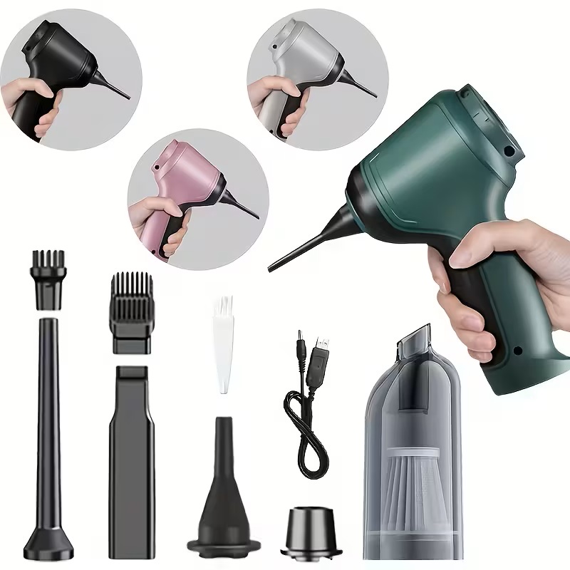 Aspirador Sem Fio 3-em-1 – Sucção, Sopro e Extração de Ar