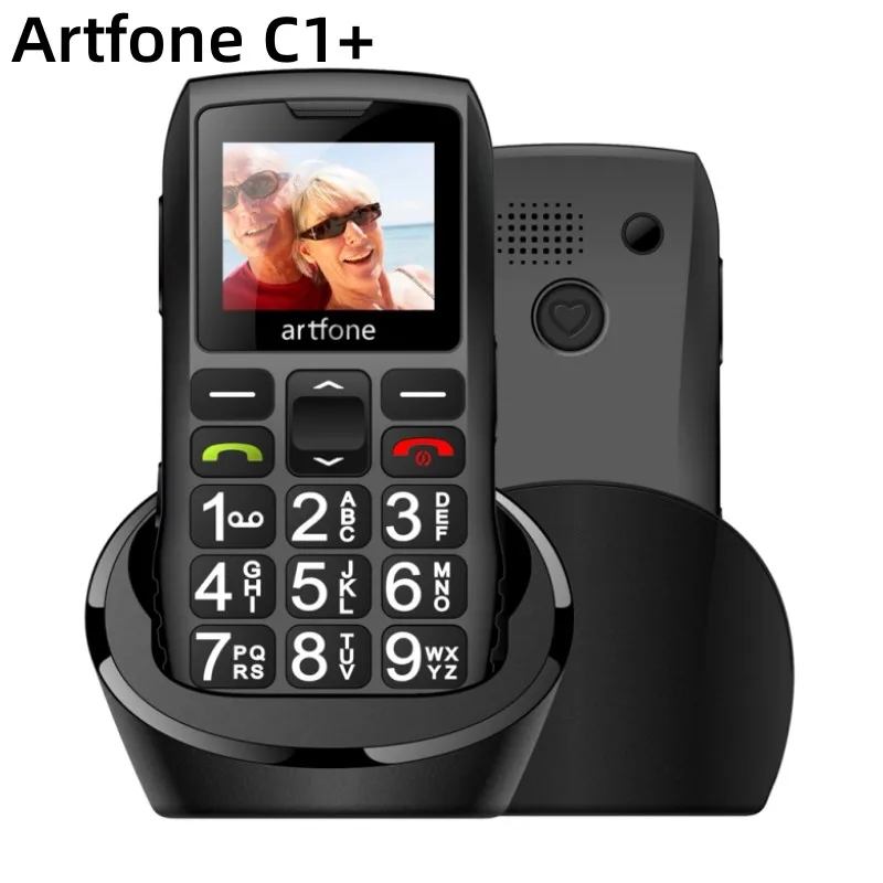 Bar Senior Mobile Phone Artfone C1+ With Free Charging Dock C1 Big Rubber Keypad For Elderly Dual Sim One Key SOS FM 1400mAh