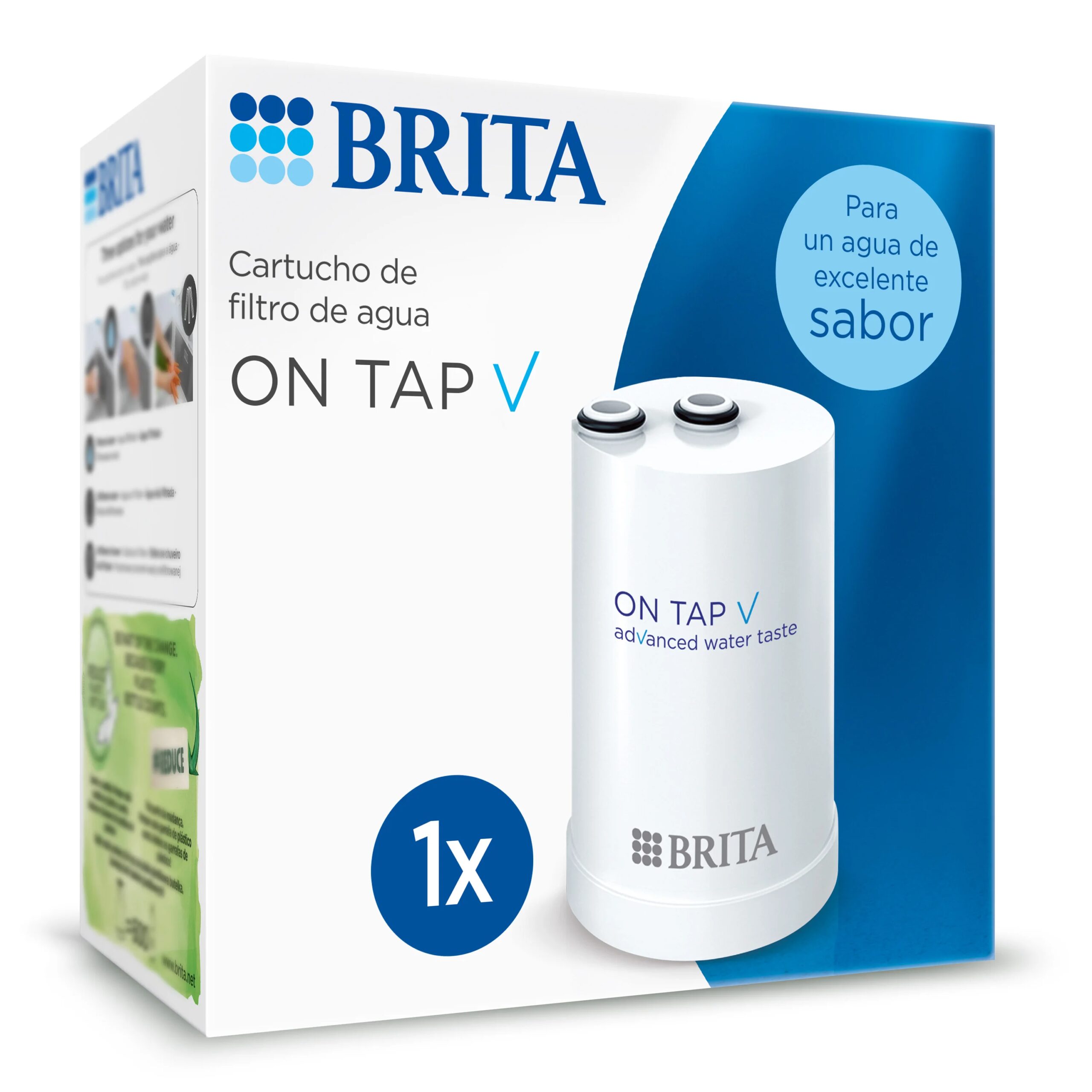 Brita on tap v water filter | From 1 to 4 units | Compatible with brita on tap system | Filters up to 600l | Reduces chlorine, microplastics and contaminants | Preserve minerals | Quick installation | Bpa free | Microfiltration technology