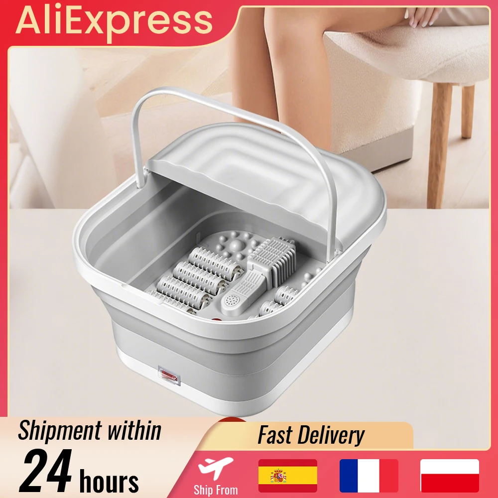 Foldable Pedicure Foot Bath Bucket 45°C Heated Rollors Feet Care Spa Massager Kneading Foot Washing Health Care Foot Bath Bucket