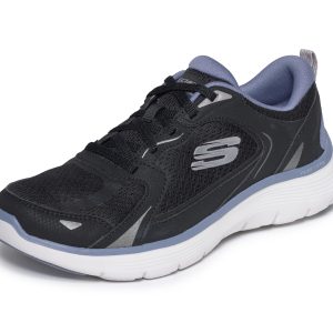 Sapatilhas Skechers Flex Appeal 5.0 Retro Rush para mulher, vista lateral sobre fundo branco