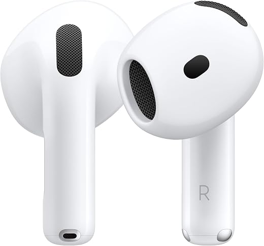 Auscultores Apple AirPods 4 com Cancelamento Ativo de Ruído Auscultores Apple AirPods 4 com Cancelamento Ativo de Ruído em branco, com estojo de carregamento