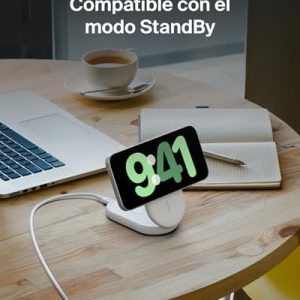 Belkin BoostCharge Qi2 15W Foldable Magnetic Charger, Wireless Charging Station Compatible with MagSafe, Fast Charging for iPhone 17, Air, Pixelsnap, Non-Slip Stand Base - White
