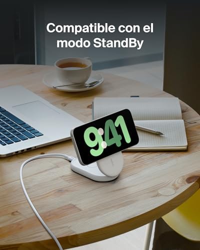 Carregador Magnético Dobrável Belkin BoostCharge Qi2 15W – Branco Belkin BoostCharge Qi2 15W Foldable Magnetic Charger, Wireless Charging Station Compatible with MagSafe, Fast Charging for iPhone 17, Air, Pixelsnap, Non-Slip Stand Base - White