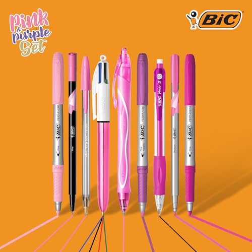 Set Escolar BIC 9 Peças: Estojo com Canetas, Lápis, Marcadores e Porta-Minas BIC Set of 1 pencil case with 2 pens, 1 graphite pencil with eraser, 1 erasable gel pen, 3 permanent markers, 1 writing felt pen, 1 mechanical pencil
