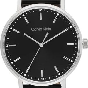 Relógio Calvin Klein Modern Mesh 25200050 com mostrador preto e pulseira de couro preta