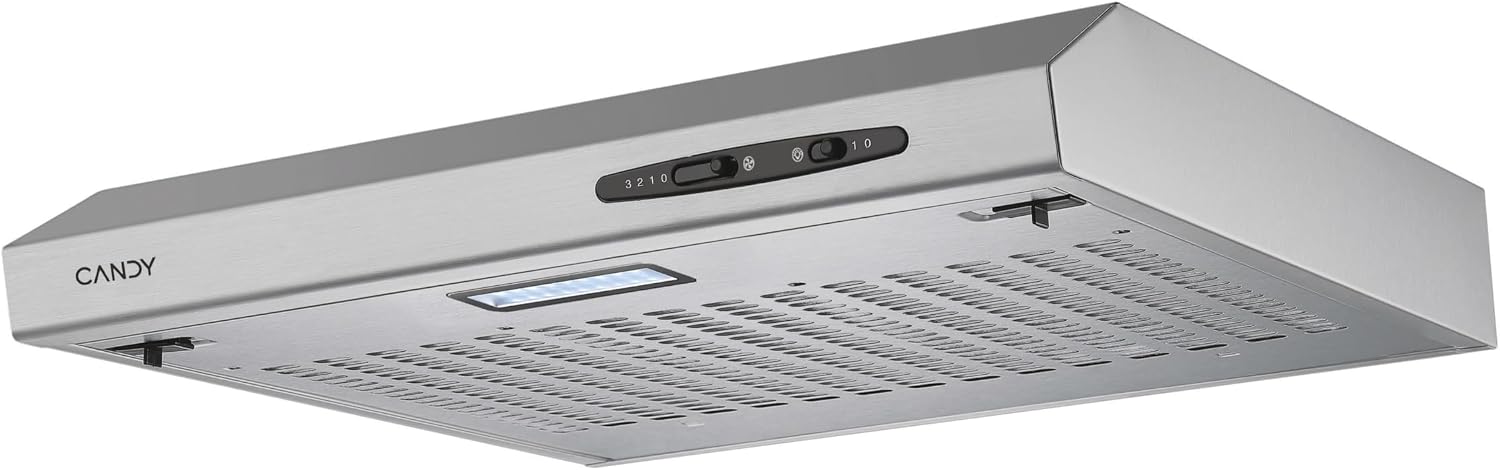 Exaustor Telescópico 60 cm Candy CFT610/5S Campana extratora Candy CFT610/5S telescópica de 60 cm em prata — painel de controlo mecânico com 3 velocidades