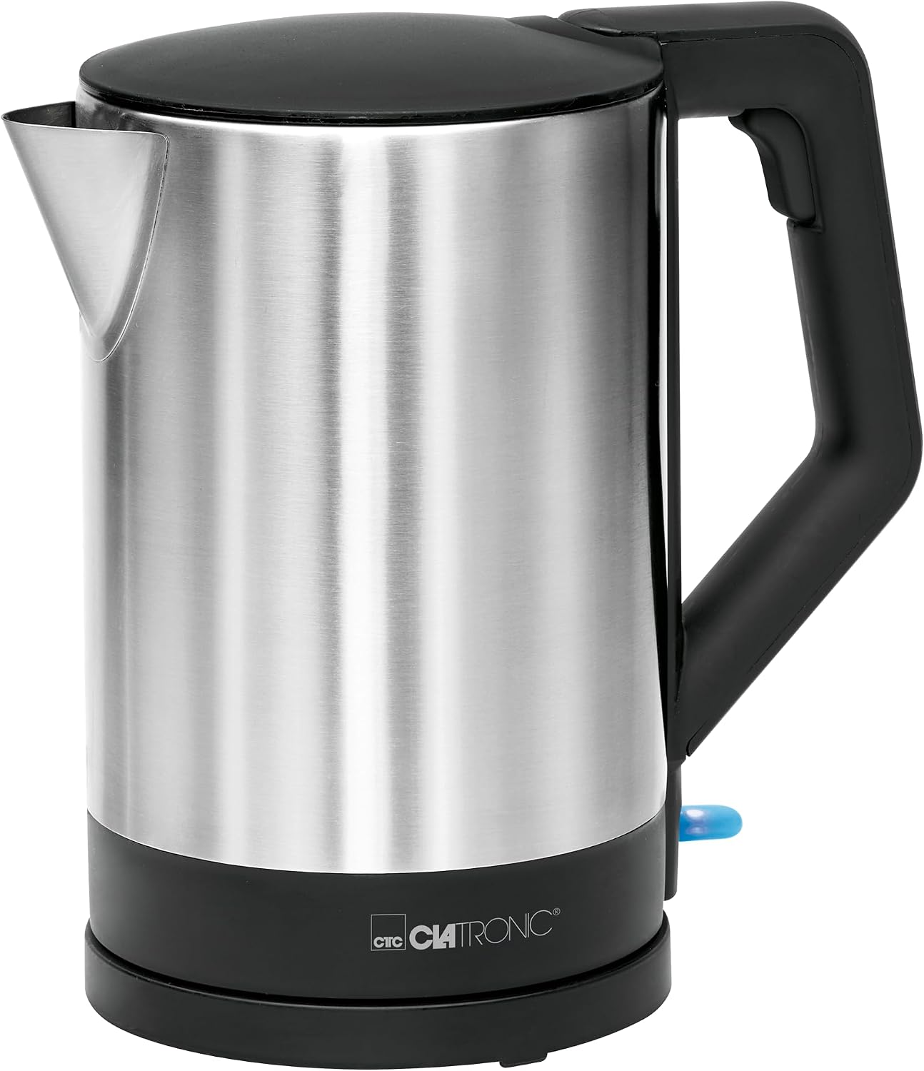 Chaleira Elétrica Clatronic WKS 3692 — 1,5 L em Aço Inoxidável Chaleira elétrica Clatronic WKS 3692 de 1,5 L em aço inoxidável escovado com detalhes em preto