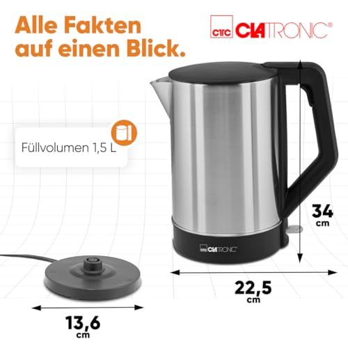 Chaleira Elétrica Clatronic WKS 3692 — 1,5 L em Aço Inoxidável Chaleira elétrica Clatronic WKS 3692 — vista de detalhe 5