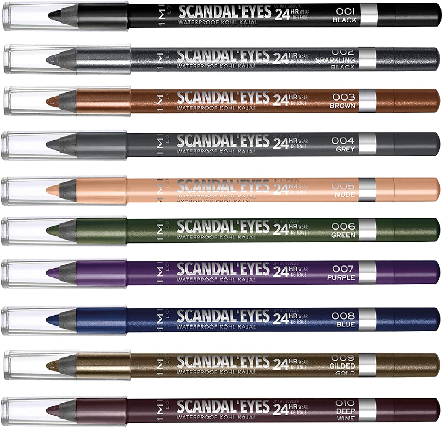 Delineador Rimmel London Scandaleyes Waterproof Khol Kajal tom 3 (pack de 2) Delineador Rimmel London Scandaleyes Waterproof Khol Kajal tom 3 — detalhe do rótulo