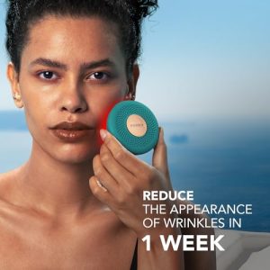 FOREO UFO 3 go, máscara facial de viagem, hidratante facial, cuidados com a pele anti-idade, luz LED de espectro total e luz vermelha, termoterapia, massajador facial T-Sonic,...