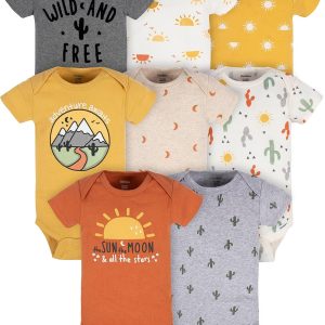 Conjunto de 8 bodies de manga curta para bebé da Gerber com estampas de natureza