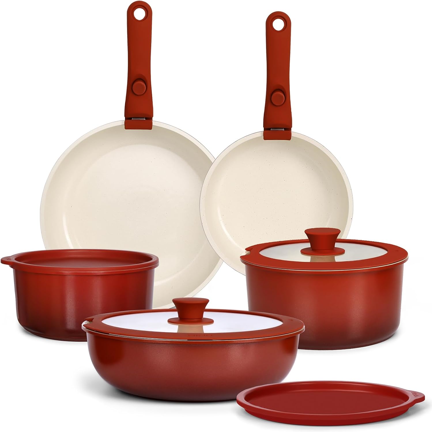 Conjunto de Panelas e Frigideiras Antiaderentes 11 Peças com Pegas Removíveis GiPP – Conjunto de Panelas e Frigideiras Antiaderentes 11 Peças com Pegas Removíveis