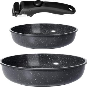 GiPP Non-stick Ceramic Pots and Pans Set - Kitchen Set with Detachable Handles, Non-Toxic, Suitable for Induction, Oven and Dishwasher (Black)