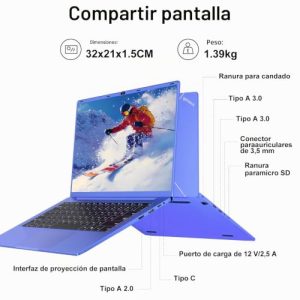 Laptop 14 Inch Celeron N5095 Upto 2.9 GHz Laptops 8GB RAM 256GB SSD TF 1TB Win11 LPDDR4 1920*1080 FHD 5G WiFi USB 3.0 Laptop Protective Film Spanish – Purple Metallic Body-1