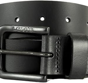 Cinto Levi's Seine Metal em couro preto com fivela metálica
