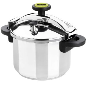 Panela de pressão Monix Classica 8 litros em aço inoxidável, vista de frente