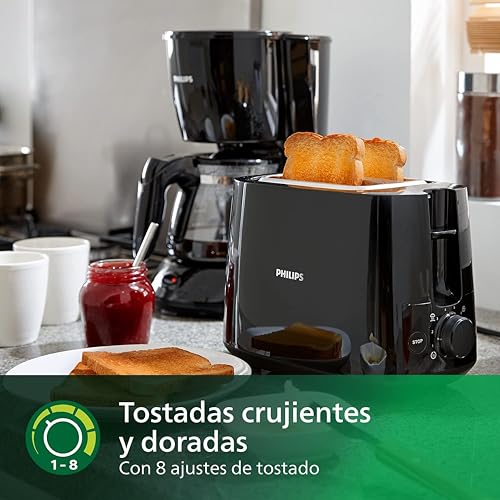 Torradeira Philips Coleção Daily 2 Ranhuras, 8 Ajustes de Tosta, Aquecedor de Pãezinhos, Preta (HD2581/90) Torradeira Philips Coleção Daily 2 Ranhuras, 8 Ajustes de Tosta, Aquecedor de Pãezinhos, Preta (HD2581/90)