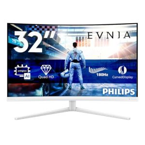 Philips EVNIA 32M2C5501 — vista frontal do monitor com suporte