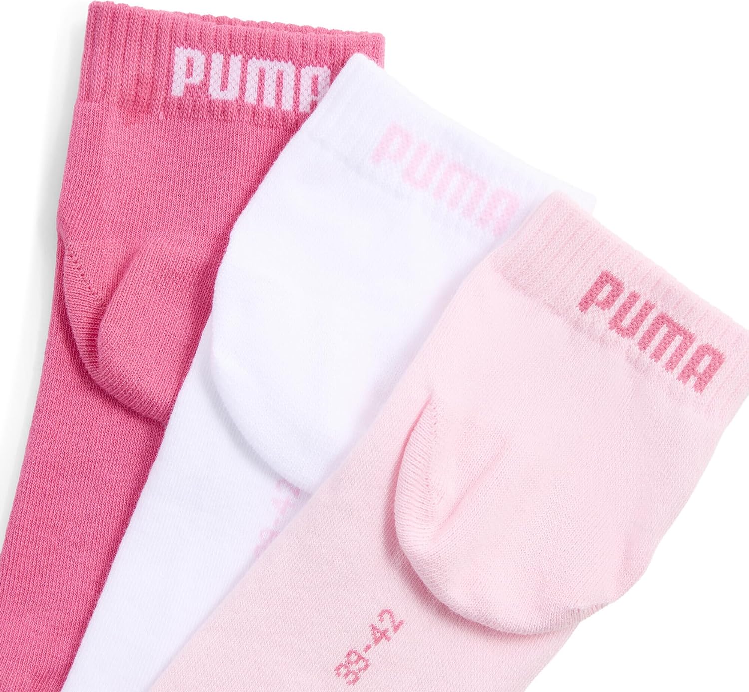 Meias de tornozelo PUMA Unissexo (3 Pares) Detalhe de 3 pares de meias de tornozelo PUMA Unissexo em tons de rosa e branco