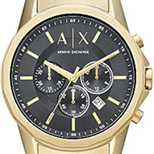 Relógio cronógrafo dourado Armani Exchange AX1721 com mostrador cinzento e bracelete de aço