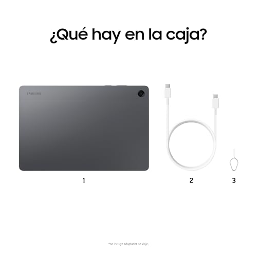 Tablet Samsung Galaxy Tab A11+ 128 GB WiFi Conteúdo da caixa do Samsung Galaxy Tab A11+ — tablet, cabo USB-C e ferramenta de ejeção do SIM (imagem oficial Samsung)