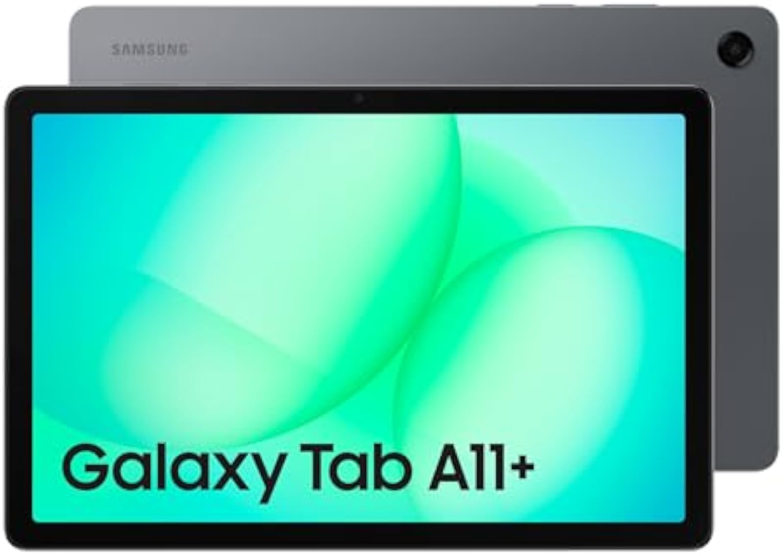 Tablet Samsung Galaxy Tab A11+ 128 GB WiFi Tablet Samsung Galaxy Tab A11+ 128 GB cinzento, em vistas frontal e traseira