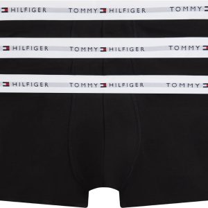Cuecas Tommy Hilfiger Trunk, pack de 3 cuecas pretas dobradas