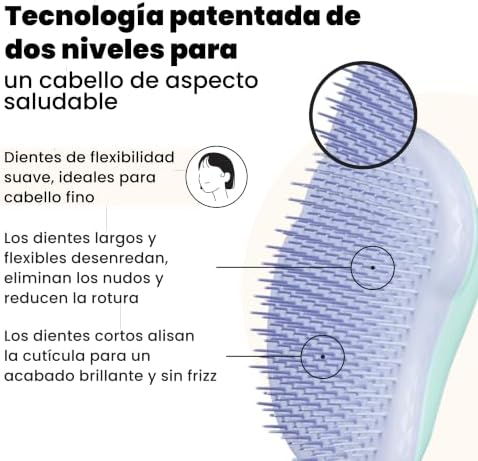 Escova Desembaraçadora Tangle Teezer para Cabelo Fino e Frágil Detalhe das cerdas em dois níveis da escova Tangle Teezer The Fine & Fragile