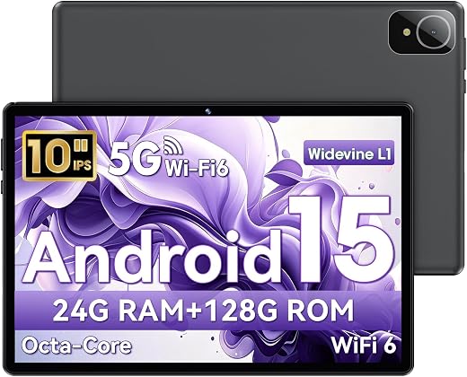 Tablet MENTUME 10",18GB RAM + 128GB Unisoc T30 Quad Core 10 Inch Android 15 Tablet, 18GB RAM + 128GB ROM + 1TB TF, HD IPS 1280x800 Display, Dual Camera 5MP + 8MP, 6000 mAh, WiFi 6, BT 5.0, Widevine L1, GPS (L90)