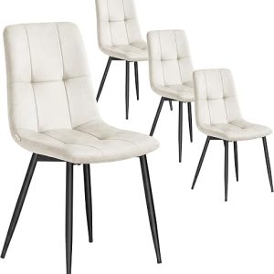 Conjunto de 4 cadeiras de jantar VASAGLE em veludo capuchino vista frontal