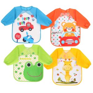 Babetes Impermeáveis Vicloon – Pack de 4 com Mangas Compridas para Bebé — principal