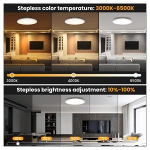Candeeiro de Teto LED Tyreses 24W RGB Ø30 cm com Comando à Distância — vista 1