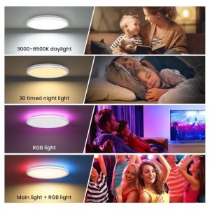 Candeeiro de Teto LED Tyreses 24W RGB Ø30 cm com Comando à Distância — vista 6