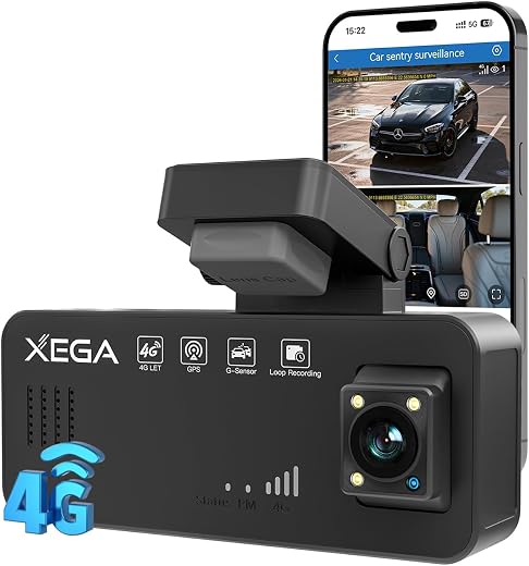 Dash Cam XEGA 2K 4G com SIM – Vigilância Remota em Direto XEGA 2K 4G Dash Cam Car with Replaceable SIM Card, OBD Powered