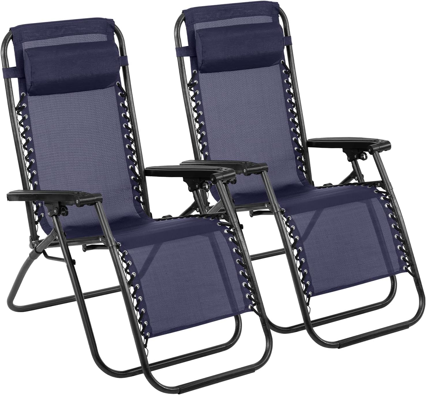 Azorex Cadeira de Gravidade Zero Dobrável e Reclinável Ajustável – Conjunto de 2 Unidades com Apoio de Cabeça, para Jardim, Pátio, Terraço, Praia e Verão (Azul) Zero Gravity Chair Folding Sun Lounger Adjustable Recliner Chair Set of 2 with Headrest for Garden Patio Deck Beach Summer (Blue)