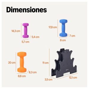 Halteres Amazon Basics 1/2/3 kg – 6 Unidades com Suporte — vista 4