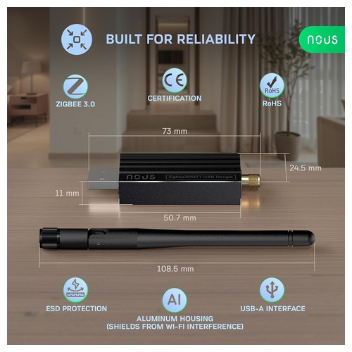 Dongle ZigBee NOUS E16 para Home Assistant Dongle ZigBee NOUS E16 para Home Assistant — vista 5