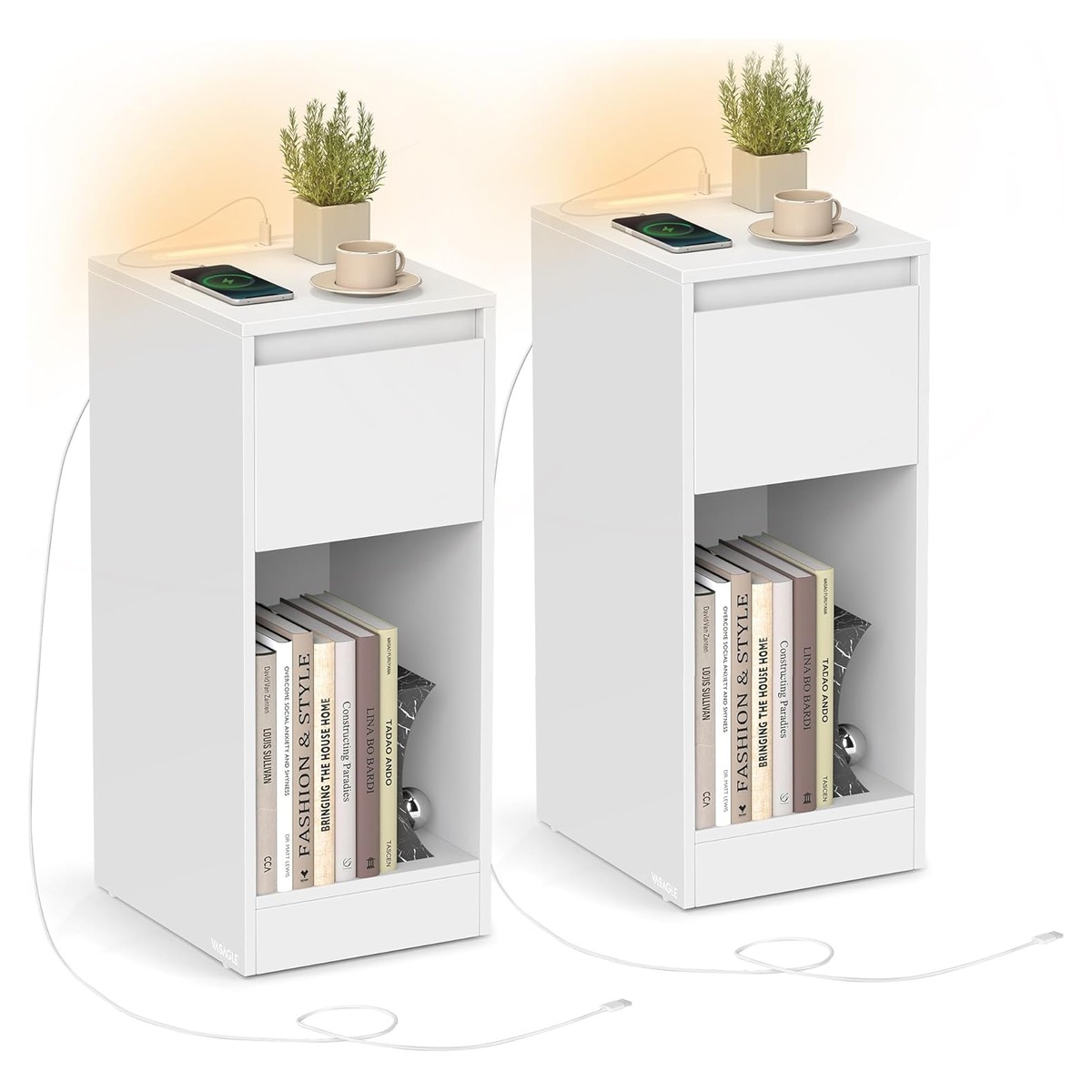 2 Mesas de Cabeceira VASAGLE LET710W01 com LED 2 Mesas de Cabeceira VASAGLE LET710W01 com LED — imagem principal