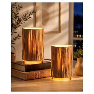 Conjunto de 2 Candeeiros de Mesa GOEBLESON em Rattan — imagem principal