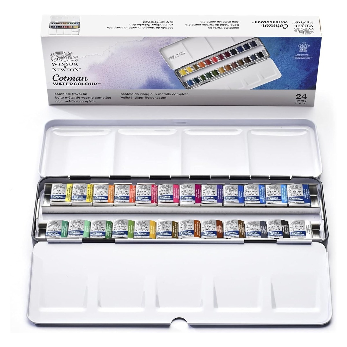 Aguarelas Winsor & Newton Cotman — Caixa Sketcher 24 Meias Pastilhas Aguarelas Winsor & Newton Cotman — Caixa Sketcher 24 Meias Pastilhas — foto principal