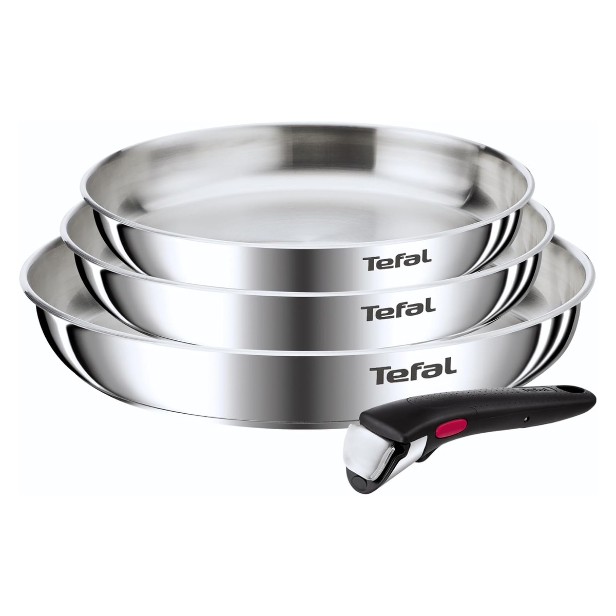 Conjunto de Frigideiras Tefal Ingenio Emotion — Aço Inox 22/24/28 cm Conjunto de Frigideiras Tefal Ingenio Emotion — Aço Inox 22/24/28 cm — foto principal